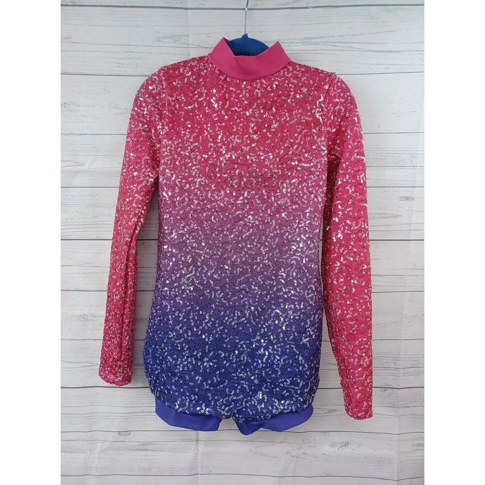 Weissman Showtime Chained To The Rhythm Lipstick Sz MC Child M Sequin Ombre Pink